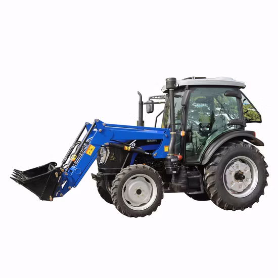 Trattore agricolo con solco trasversale cingolato ampio e spesso, non bloccato in acqua, terreno fangoso come coltivatore, scavafossi, tosaerba, caricatore con pala ed escavatore.